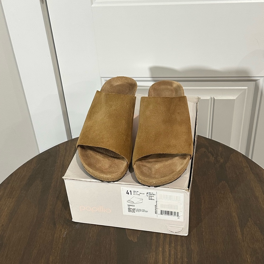 Birkenstock Papillio Suede Cork Wedge Slide Sandals - Picture 5 of 8